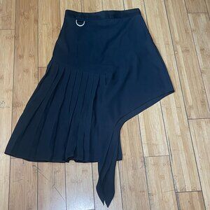 Chelsea & Walker Black Skirt Asymmetrical Pleated Hem UNIQUE Sz 2